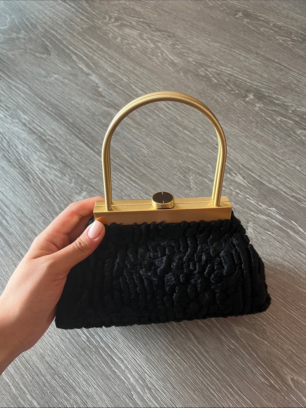 Cult Gaia Estelle Velvet Evening Mini Handbag with Gold Handle